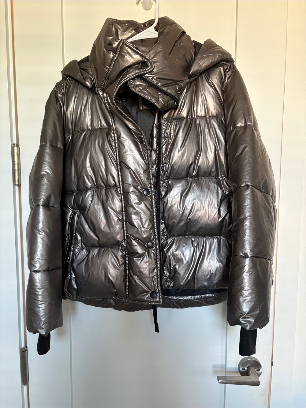 GAP Metallic Charcoal Puffer Jacket with Hood